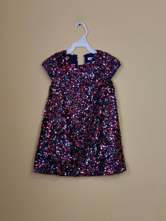 Robe sans manche DPAM noire avec sequins verts et rouges Taille 4 Ans