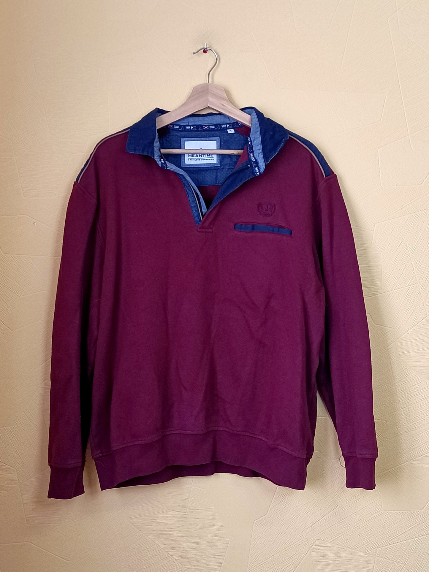 Pull avec col Meantime bordeaux Taille XL