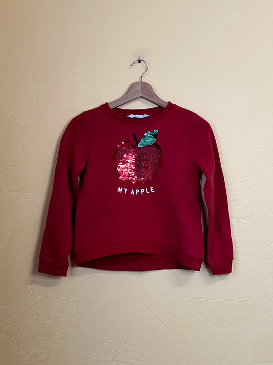 Sweat H&M rouge avec sequins motif pomme Taille 8/10 Ans