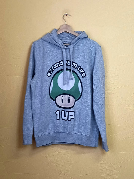 Sweat à capuche Super Mario gris avec impression Taille L