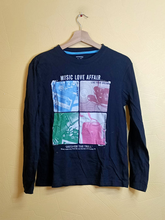 T-shirt manches longues Orchestra noir avec impression Taille 14 Ans