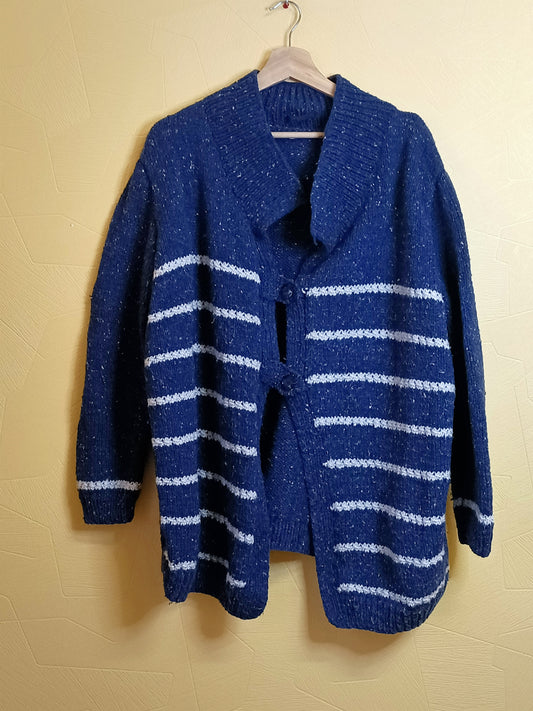 Gilet grosses mailles bleu chiné Taille 3XL/4XL