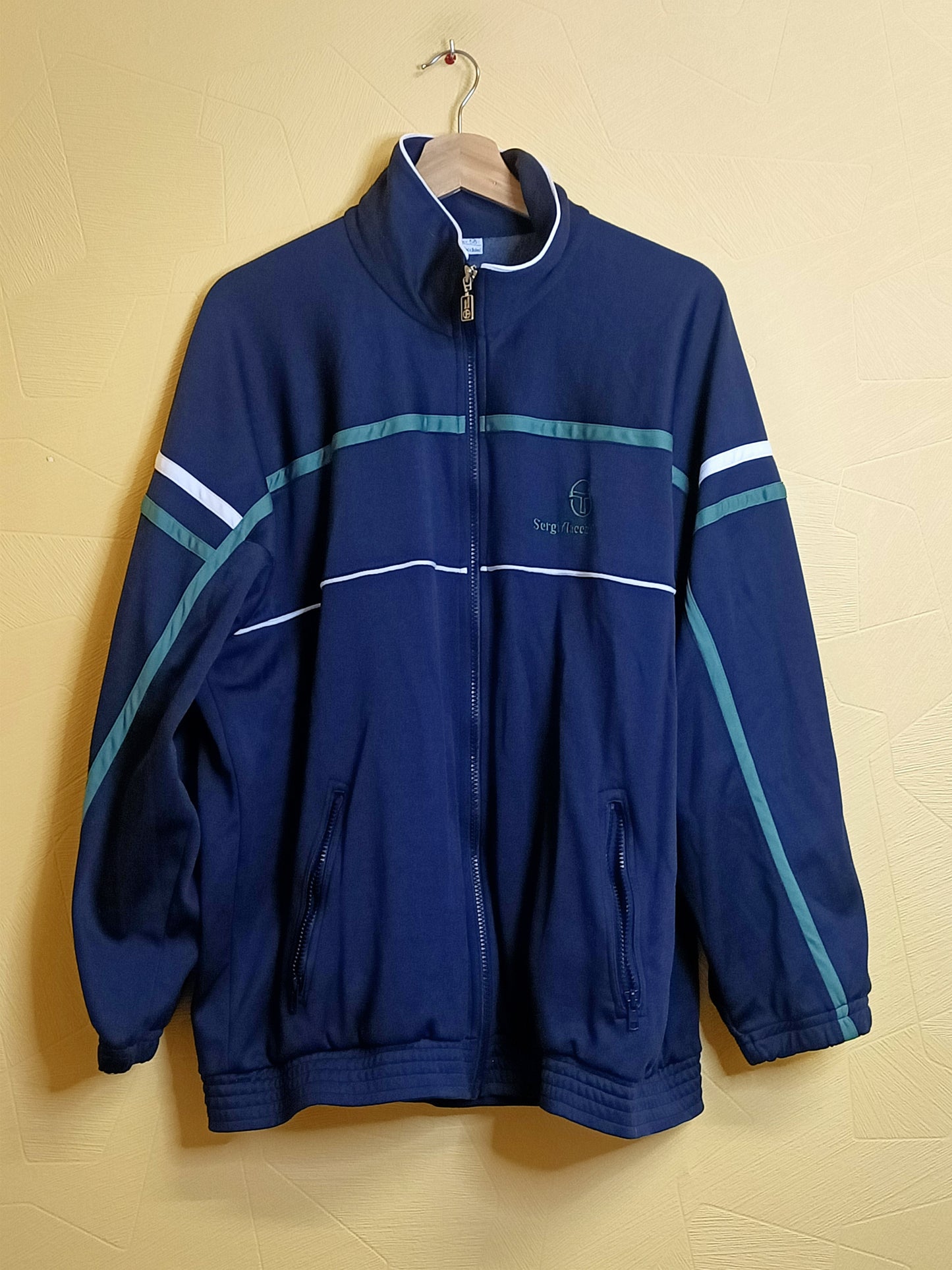 Veste de jogging Sergio Tacchini bleue avec liseré vert Taille 50