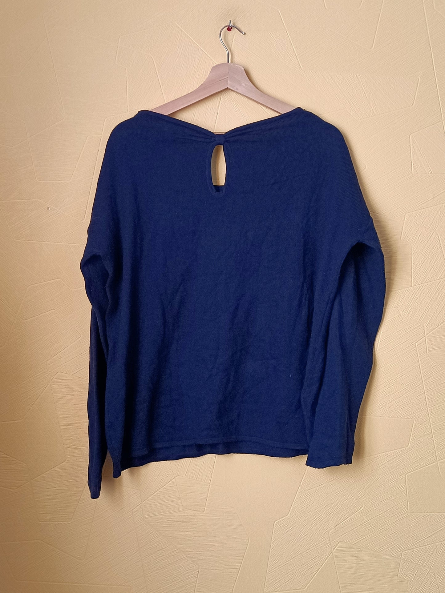 Pull fin Tissaia bleu marine avec motifs brodés Taille 46/48