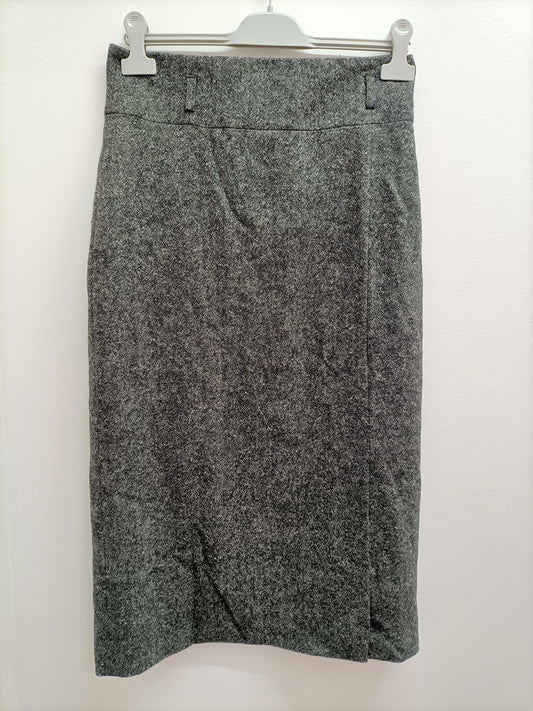 Jupe mi-longue un 1 deux 2 trois 3 grise chinée Taille 38