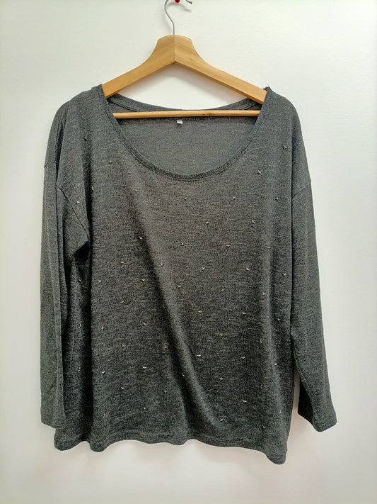 Pull fin gris anthracite avec étoiles Taille 46