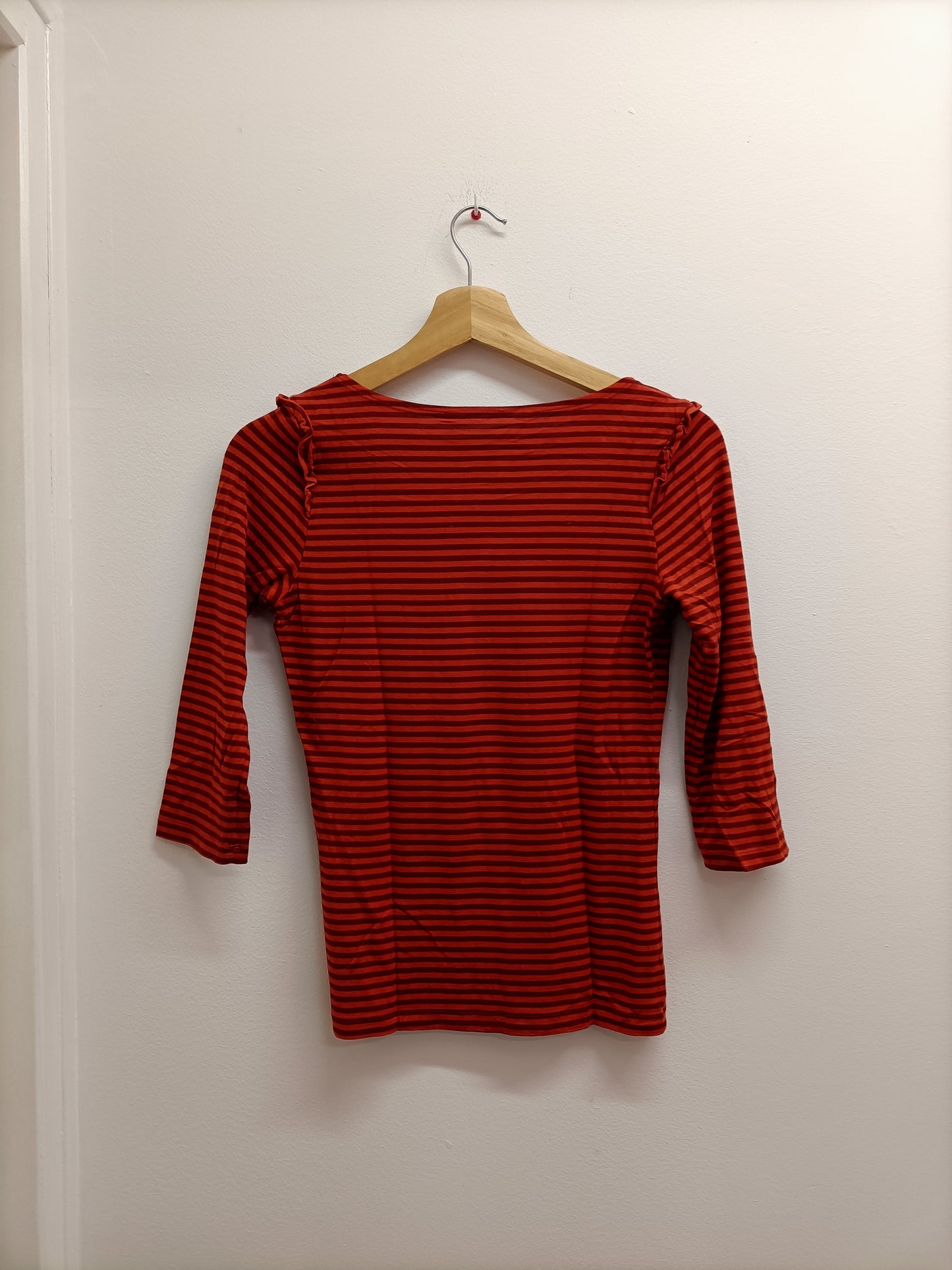 T-shirt manches 3/4 Bréal rayé orange et marron Taille S