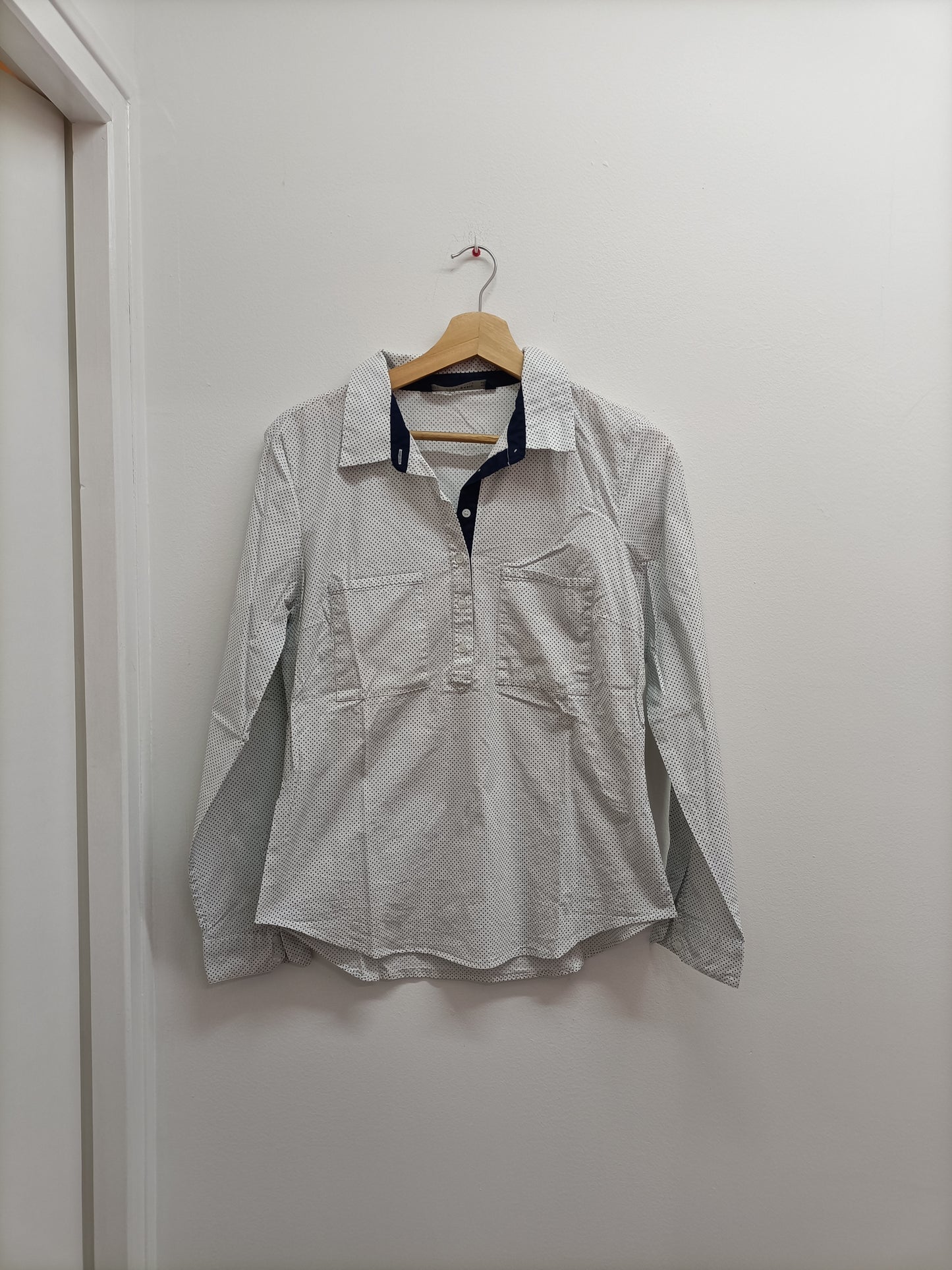 Chemise Zara blanche à pois marine Taille L