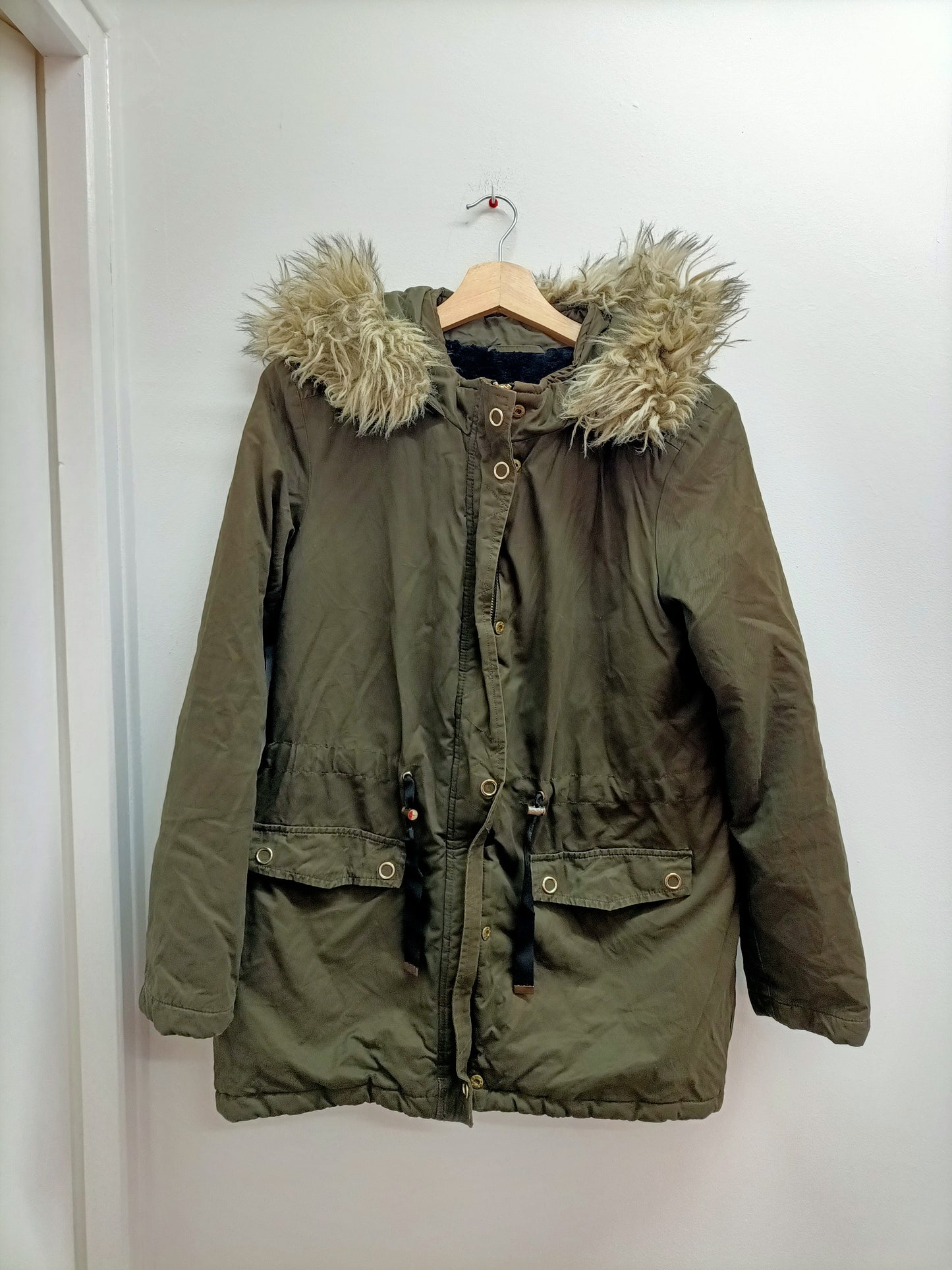 Manteau doublé avec capuche Kiabi kaki taille M