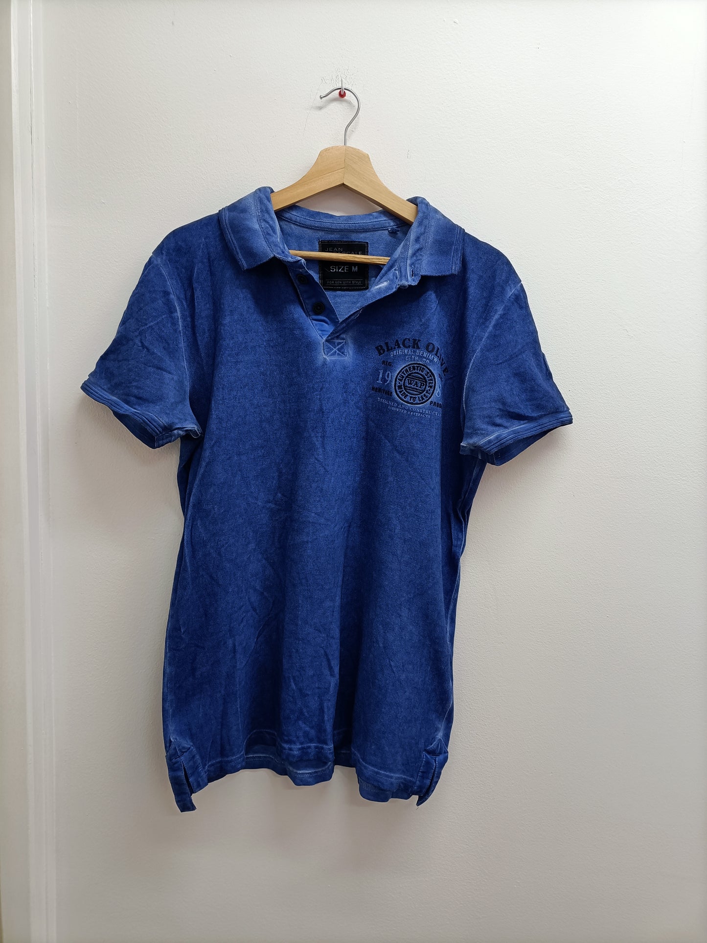 Polo Jean Pascale bleu effet délavé Taille M