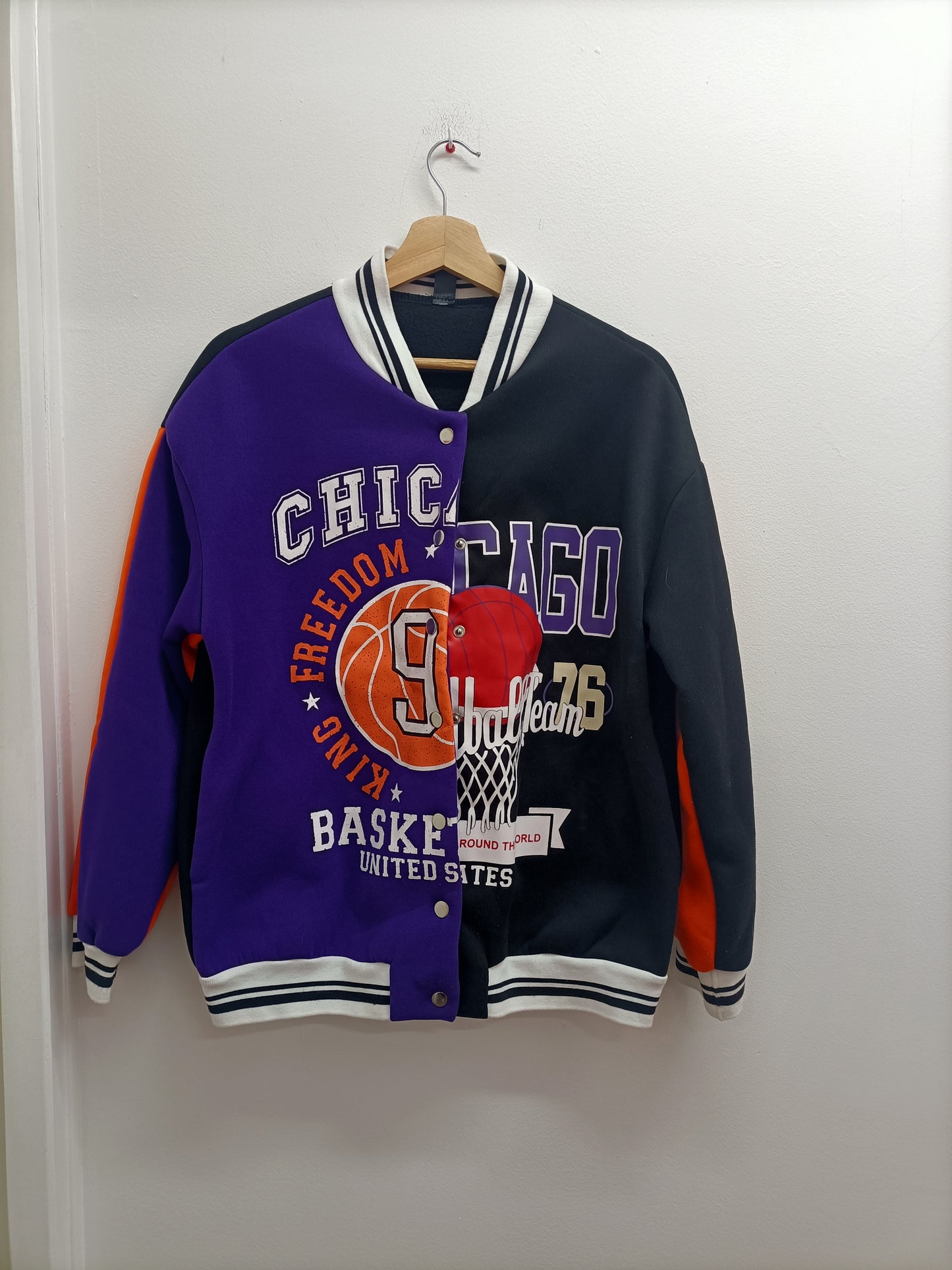 Veste Teddy Shein noire, violette et orange avec impression Taille S