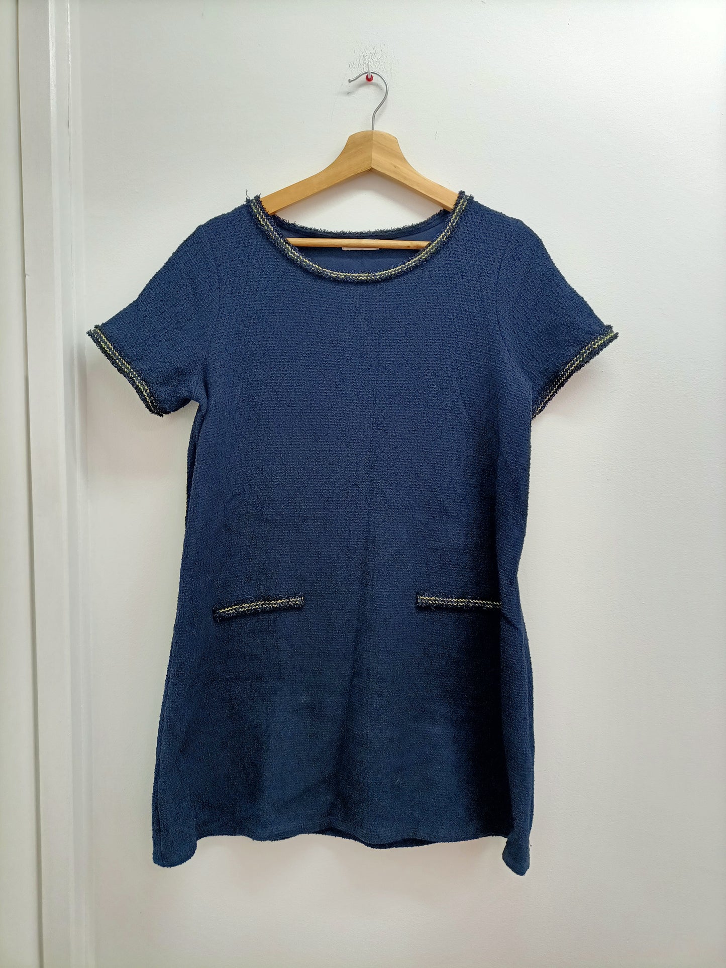 Robe manches courtes mailles bouclette Cache-Cache bleue marine Taille M