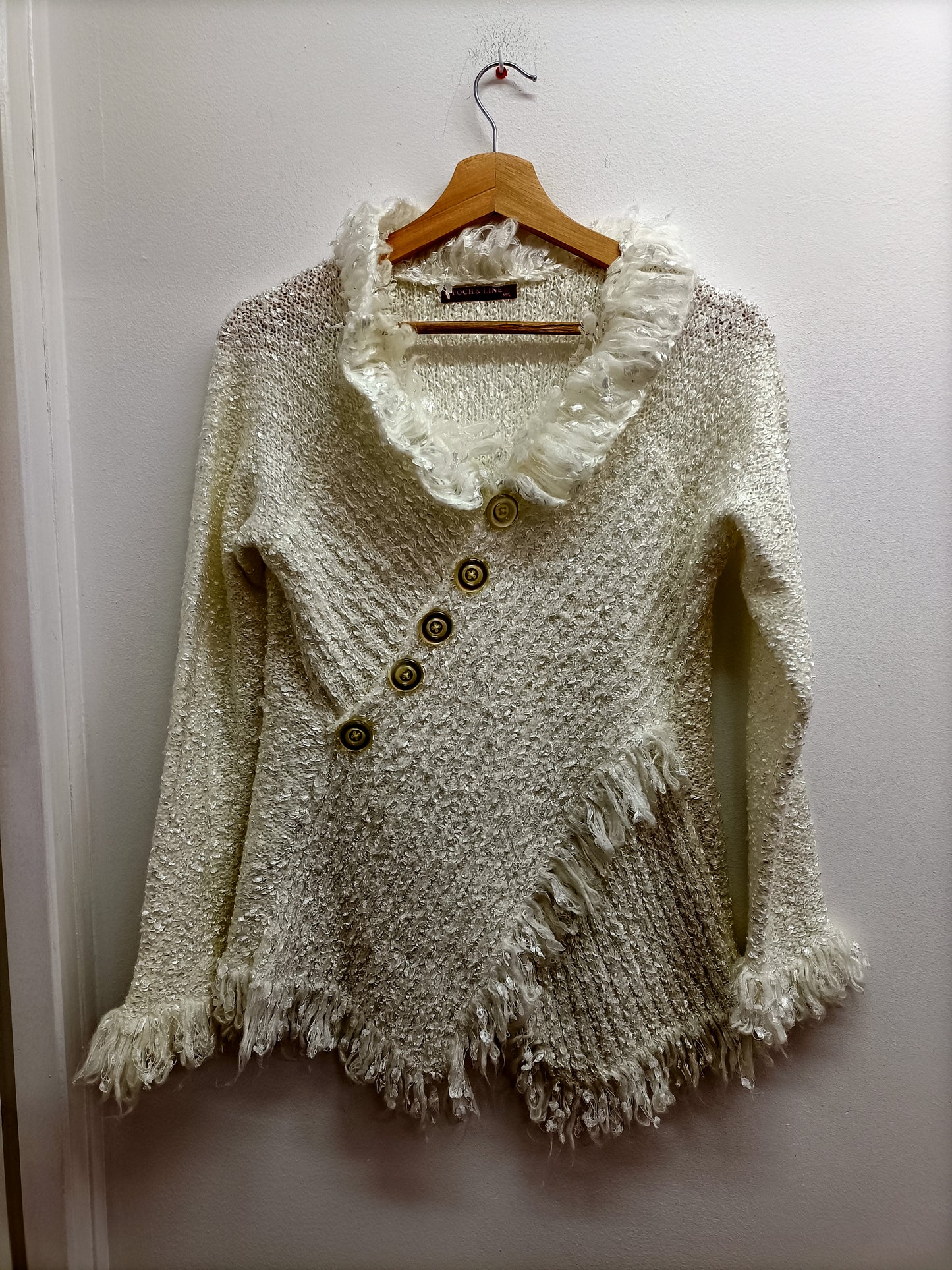 Pull asymétrique fantaisie Epoch & Line blanc Taille M/L