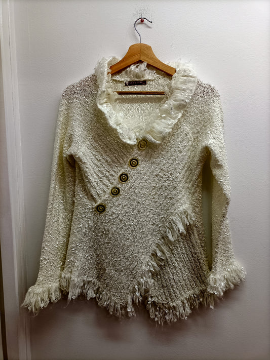 Pull asymétrique fantaisie Epoch & Line blanc Taille M/L