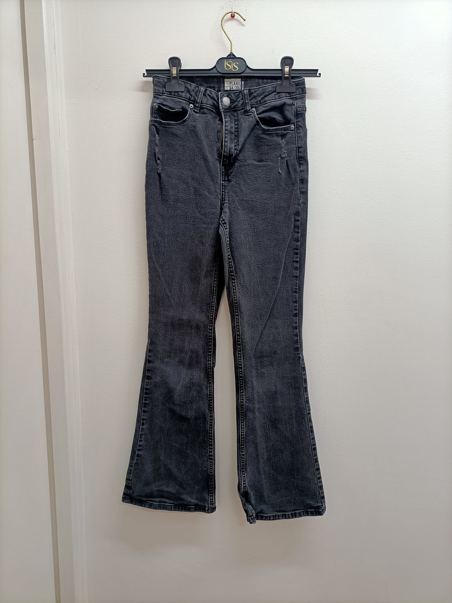 Jeans Kiabi flare noir délavé Taille 34