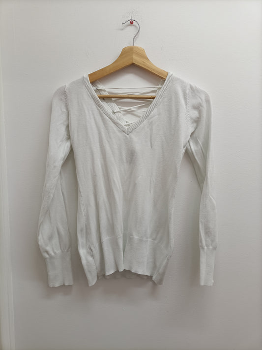 Pull fin avec lacets dans le dos Walk and Talk blanc Taille S