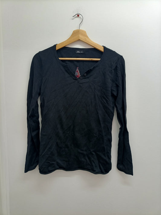 Pull fin Miss Li noir avec étoile dans le dos Taille M