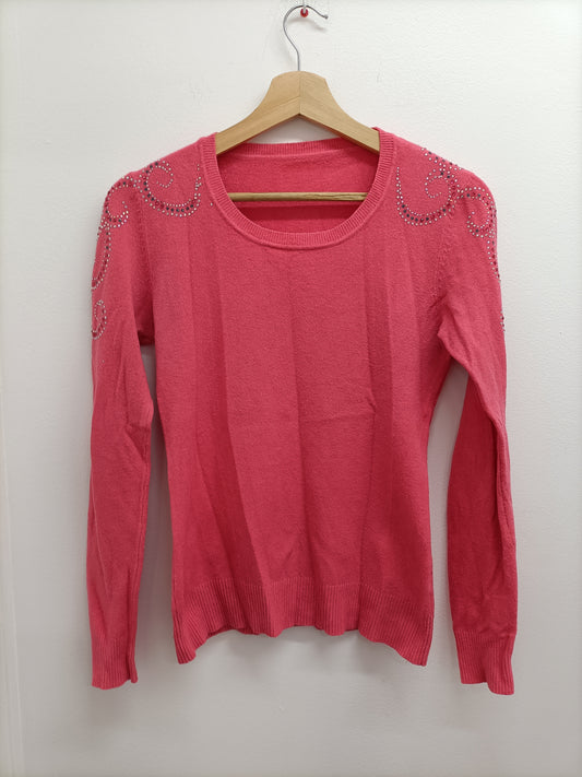 Pull fin avec strass corail Taille S