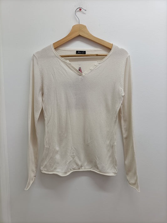 Pull fin Miss Li blanc cassé avec étoile dans le dos Taille M