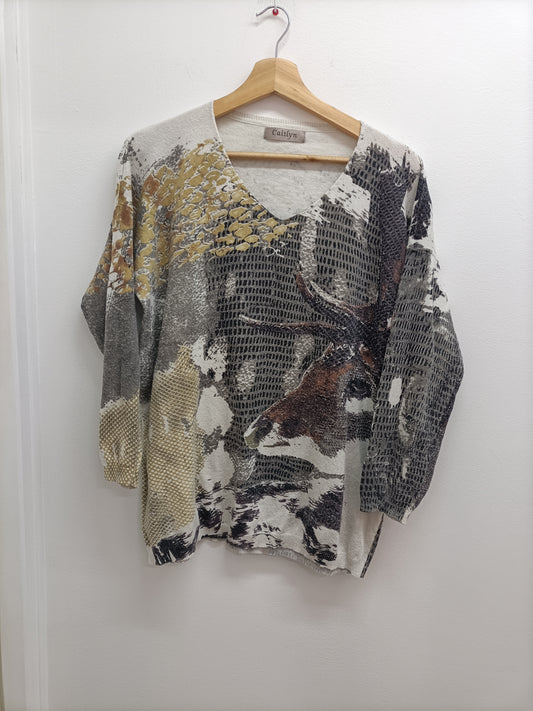 Pull fin Caitlyn imprimé Taille XL