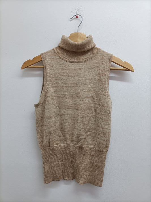 Pull sans manches avec col Miss Sara beige doré Taille XS