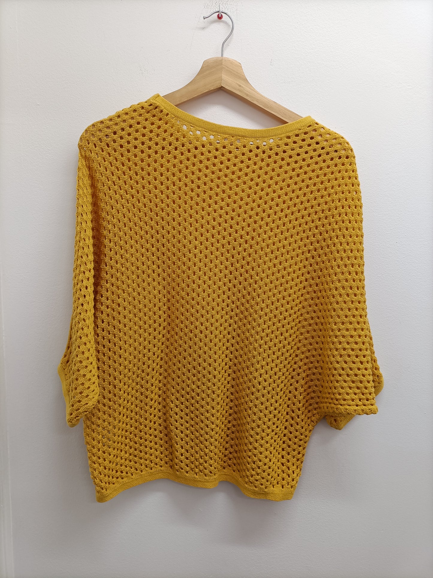 Pull manches courtes mailles ajourées Cache-Cache moutarde Taille M/L
