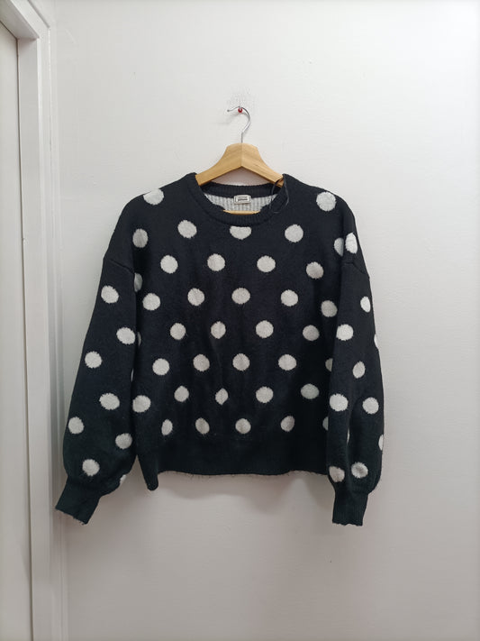 Pull épais Pimkie noir à pois blancs Taille L