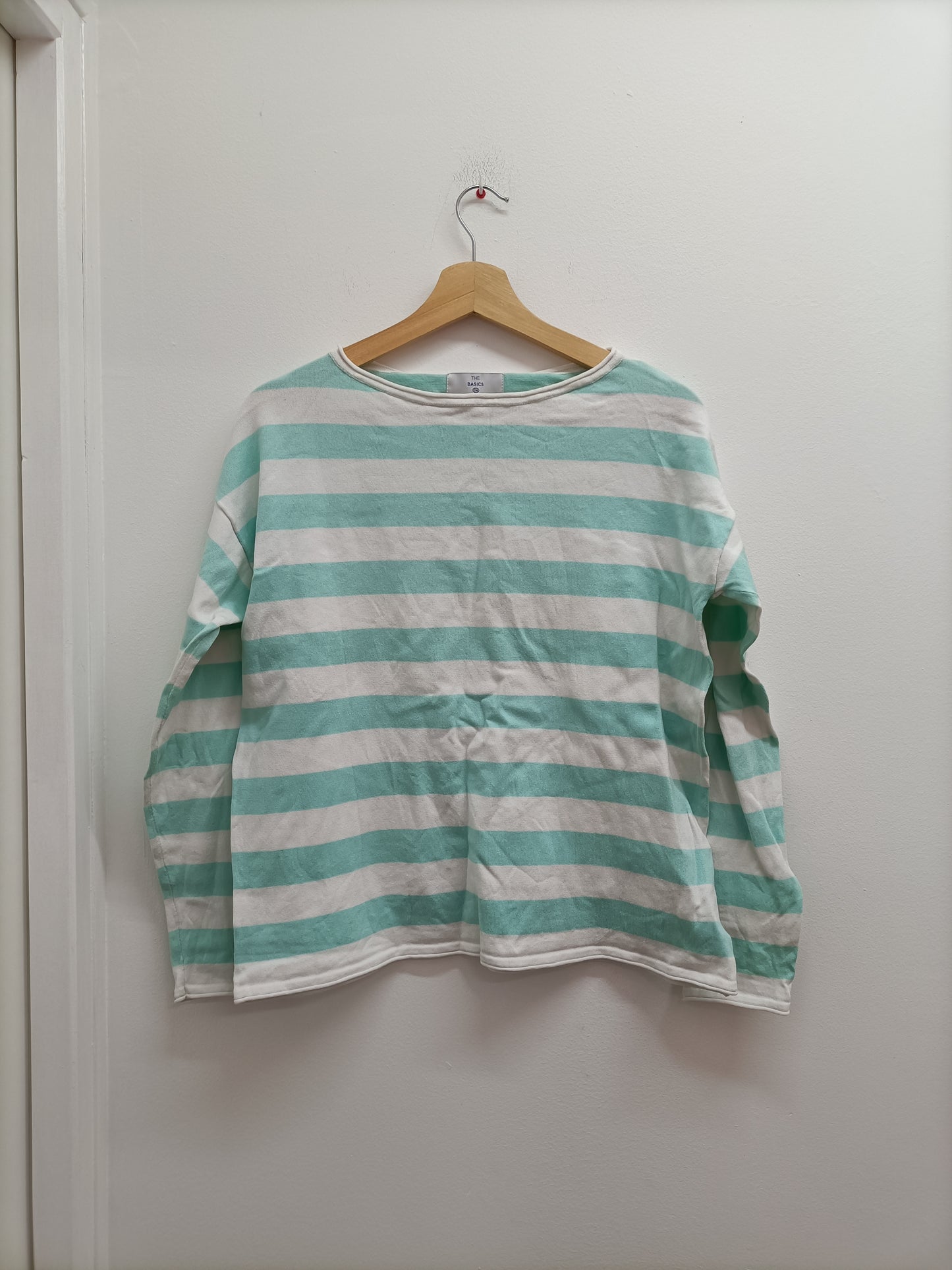 Pull fin C&A rayé blanc et vert d'eau Taille S