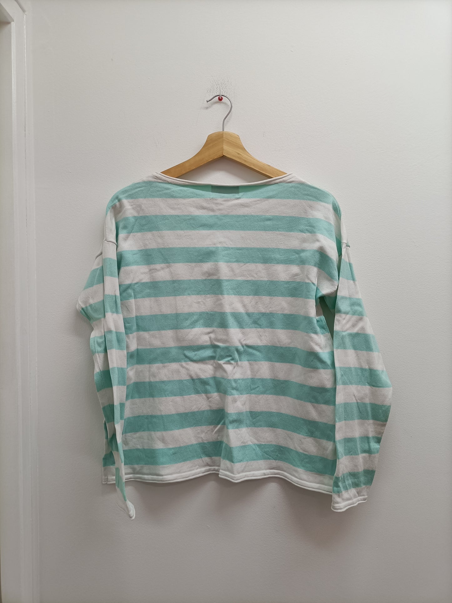 Pull fin C&A rayé blanc et vert d'eau Taille S