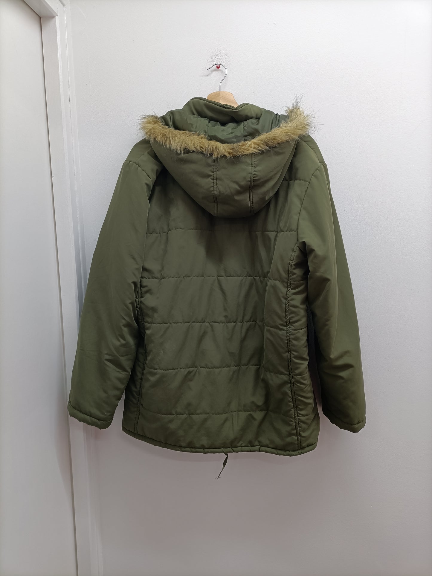 Manteau avec capuche Sherpa kaki Taille 42/44