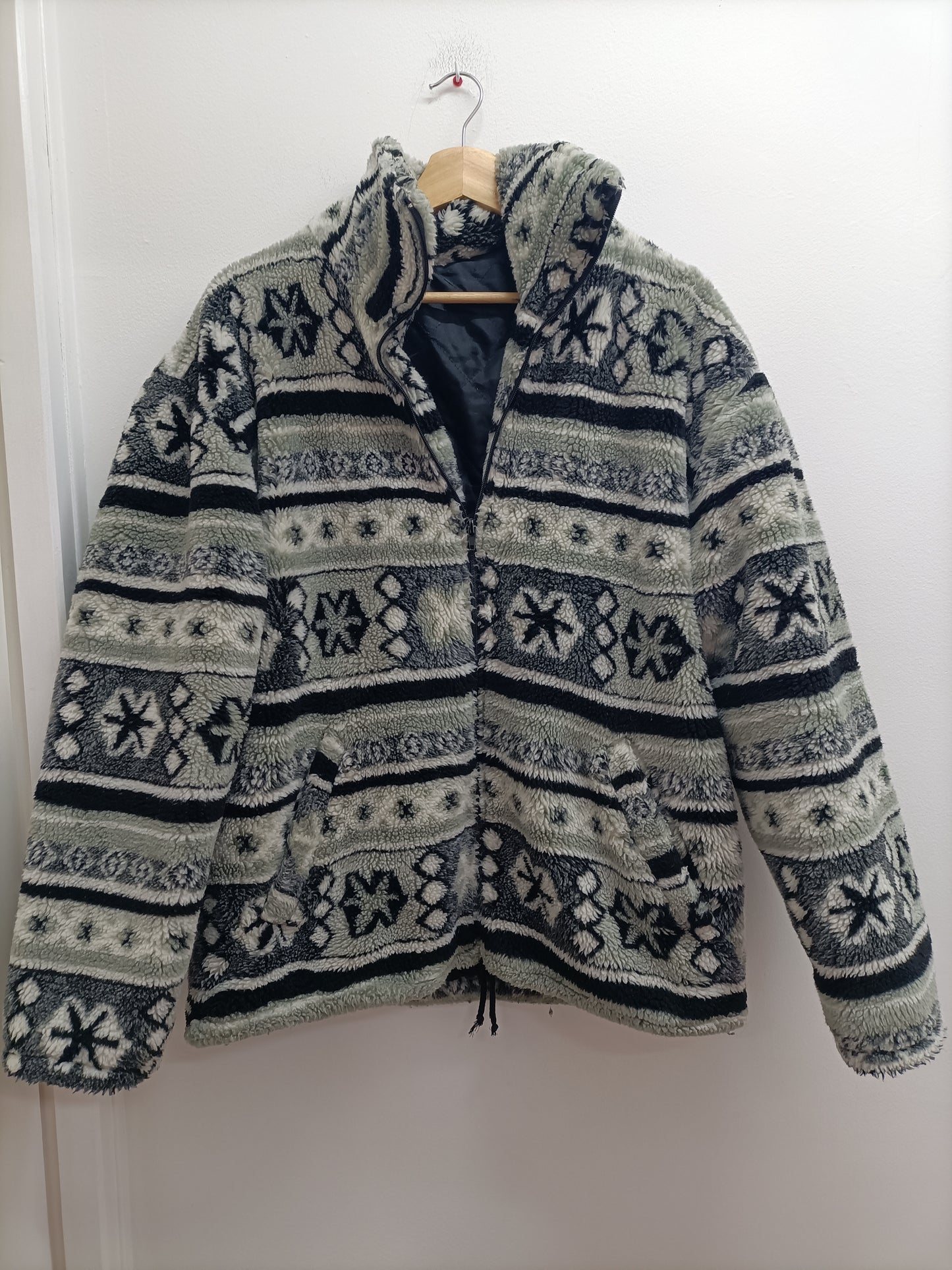 Manteau zippé en sherpa à motifs Taille XL
