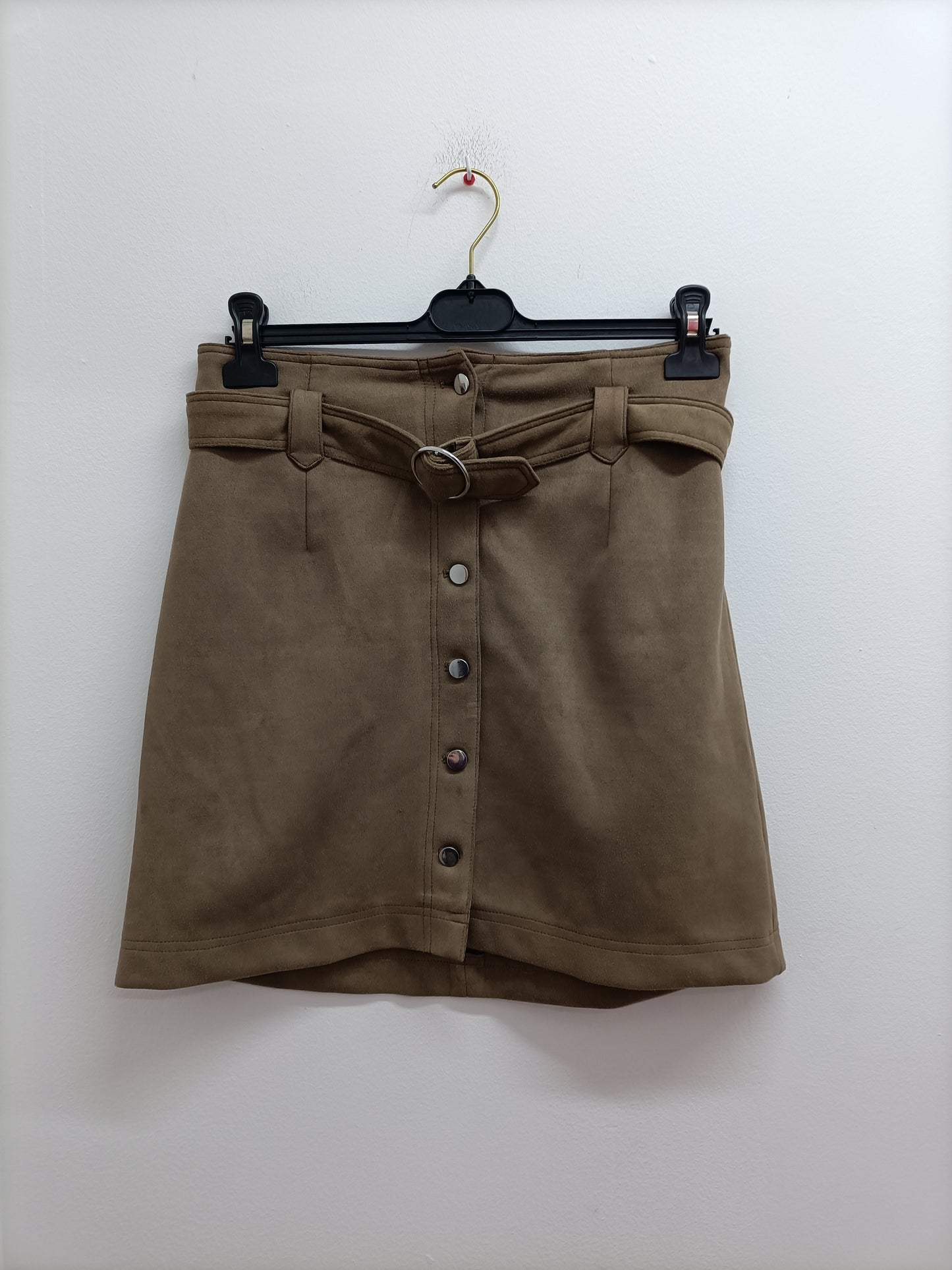 Jupe doublée Cache-Cache marron effet "peau de pêche" Taille 38