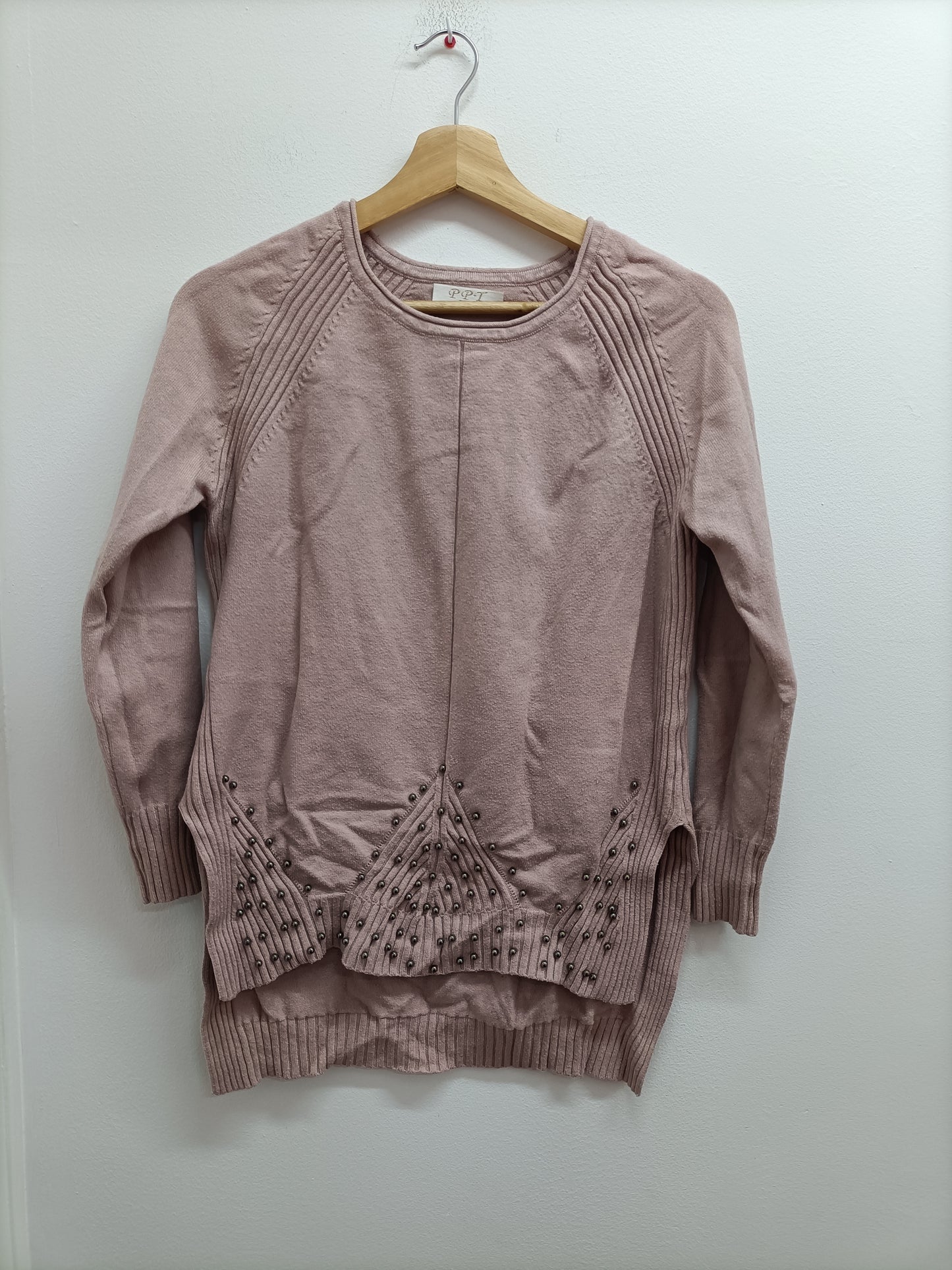 Pull PPT rose poudré avec perles Taille L