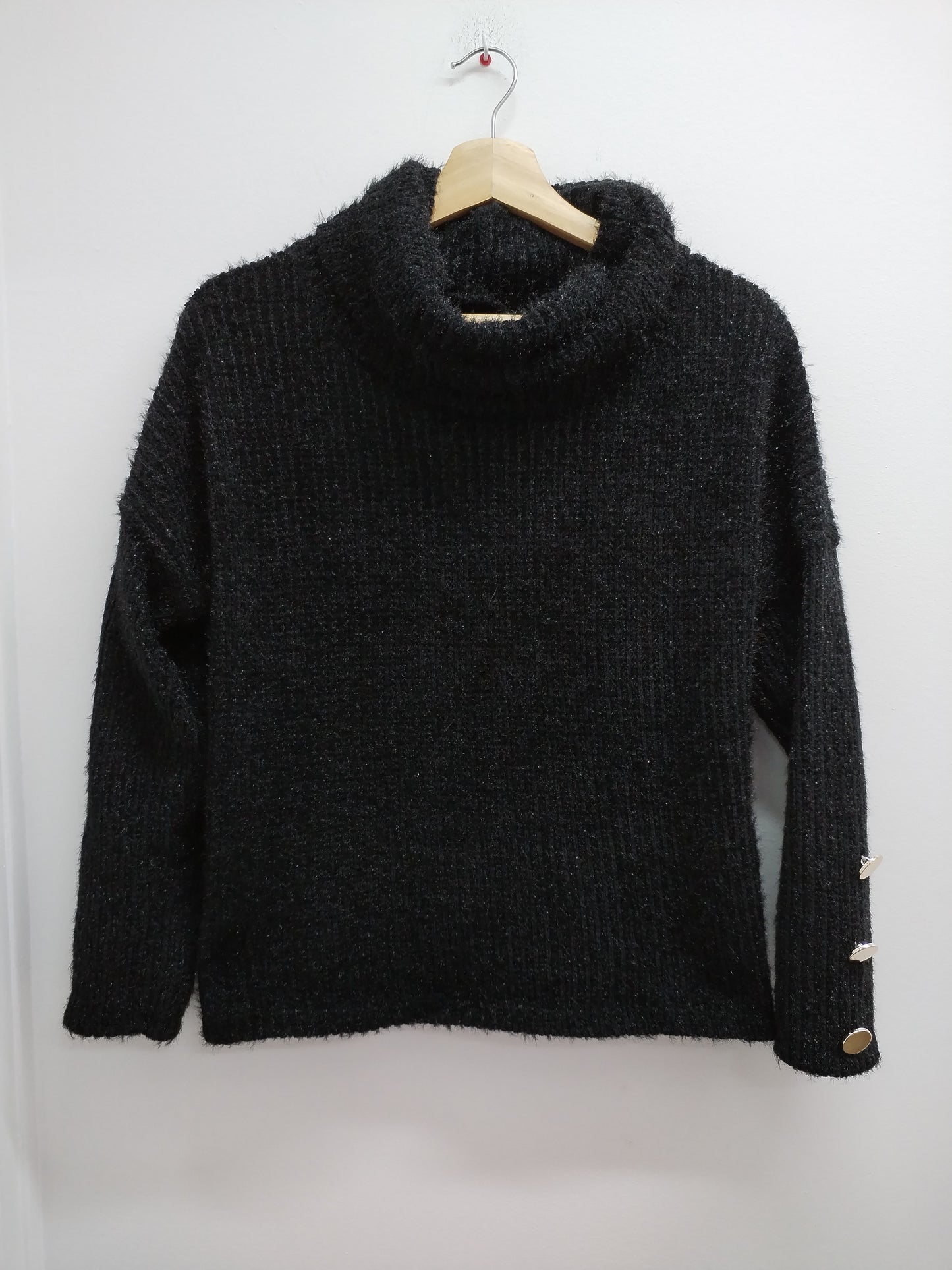 Pull maille poilue noir Taille M