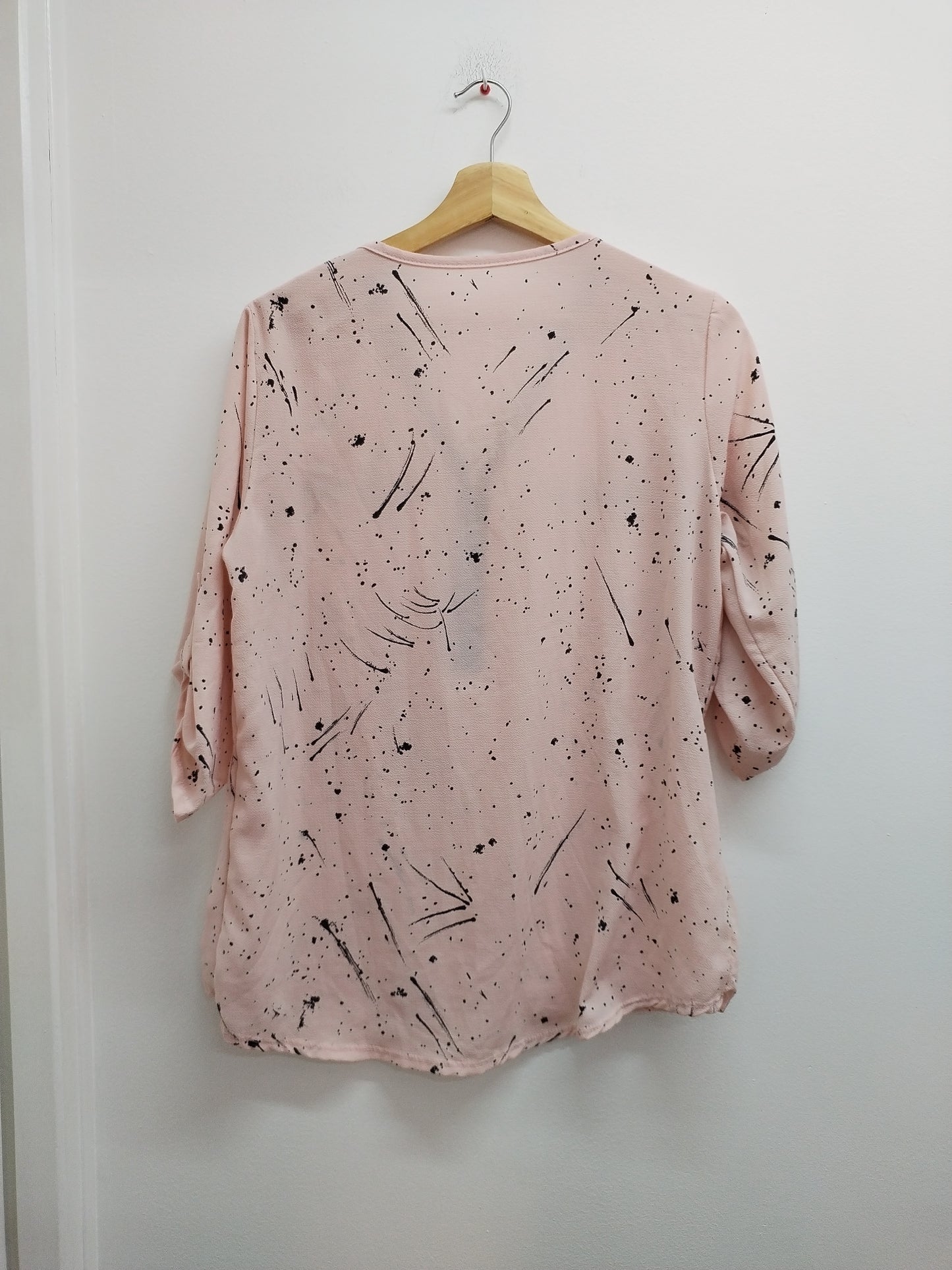 Blouse manches 3/4 rose imprimée Taille M