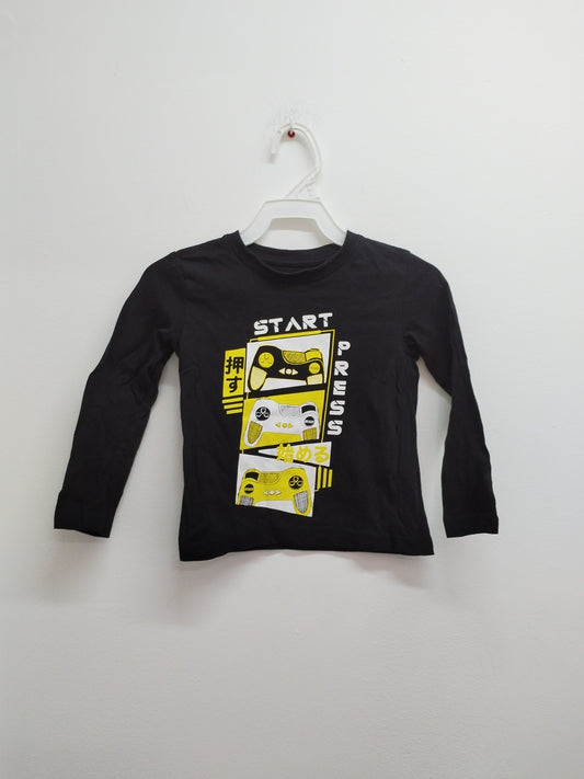 T-shirt manches longues Tissaia noir avec impression Taille 3 Ans