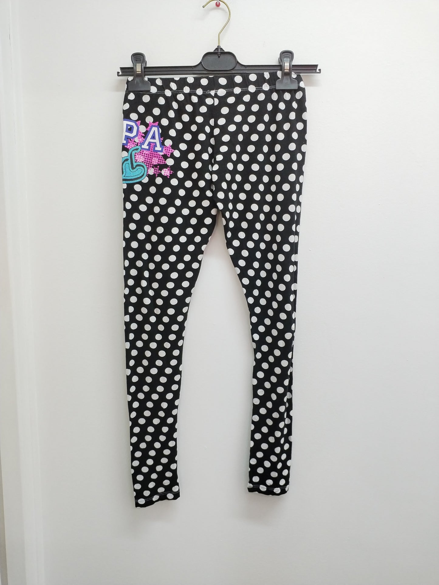 Legging noir à pois blancs Taille 14 Ans