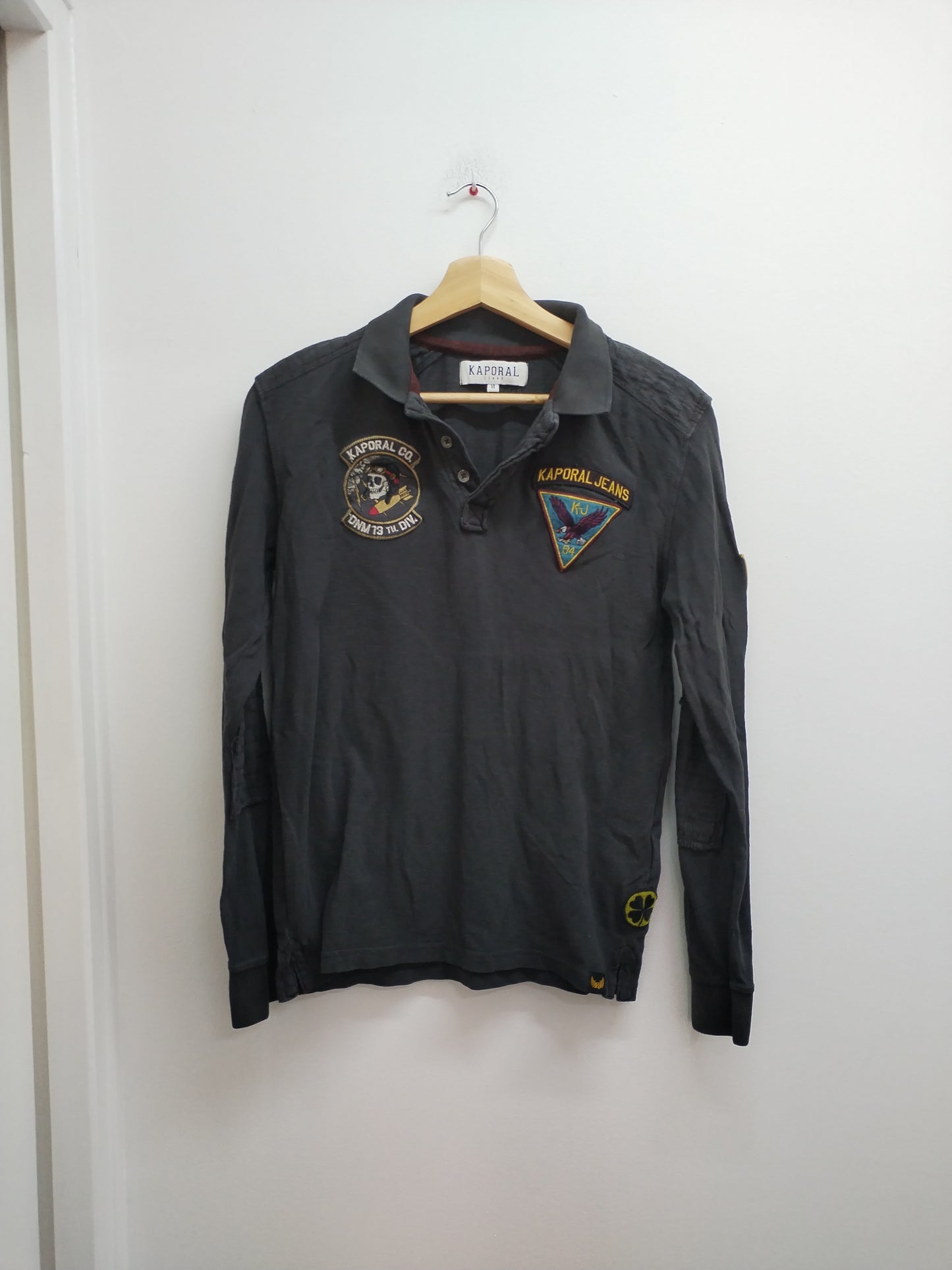 Polo manches longues Kaporal gris anthracite Taille 14 Ans