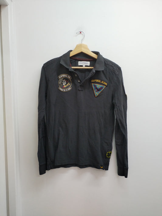 Polo manches longues Kaporal gris anthracite Taille 14 Ans