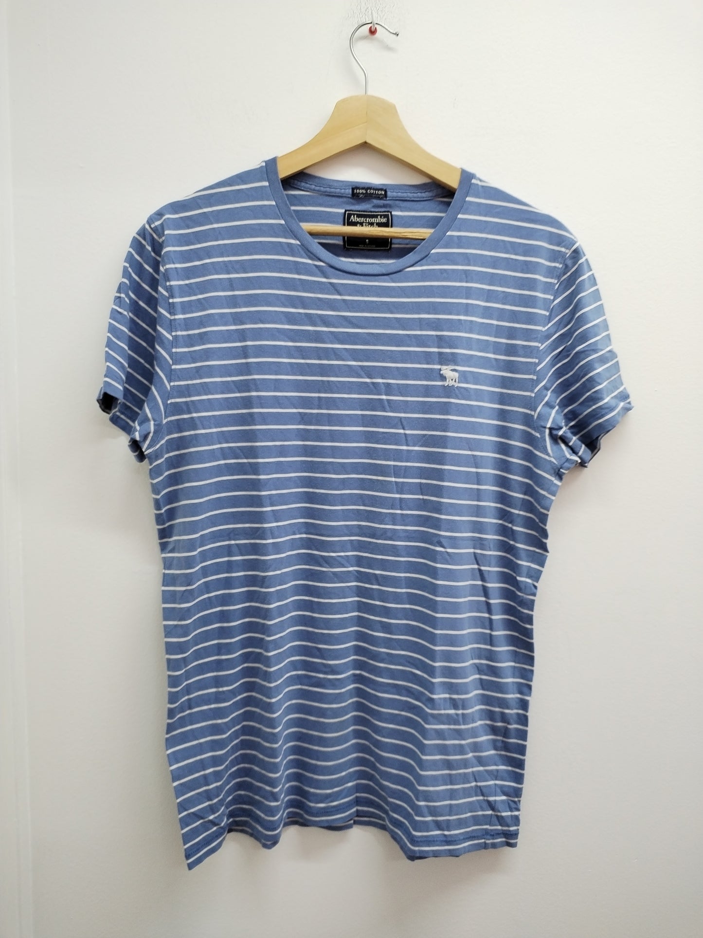 T-shirt Abercrombie &  Fitch bleu rayé blanc Taille S