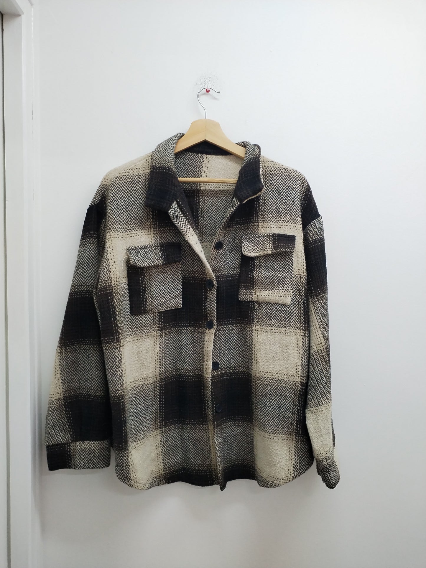 Veste chemise à carreaux beiges et marrons Taille XXL