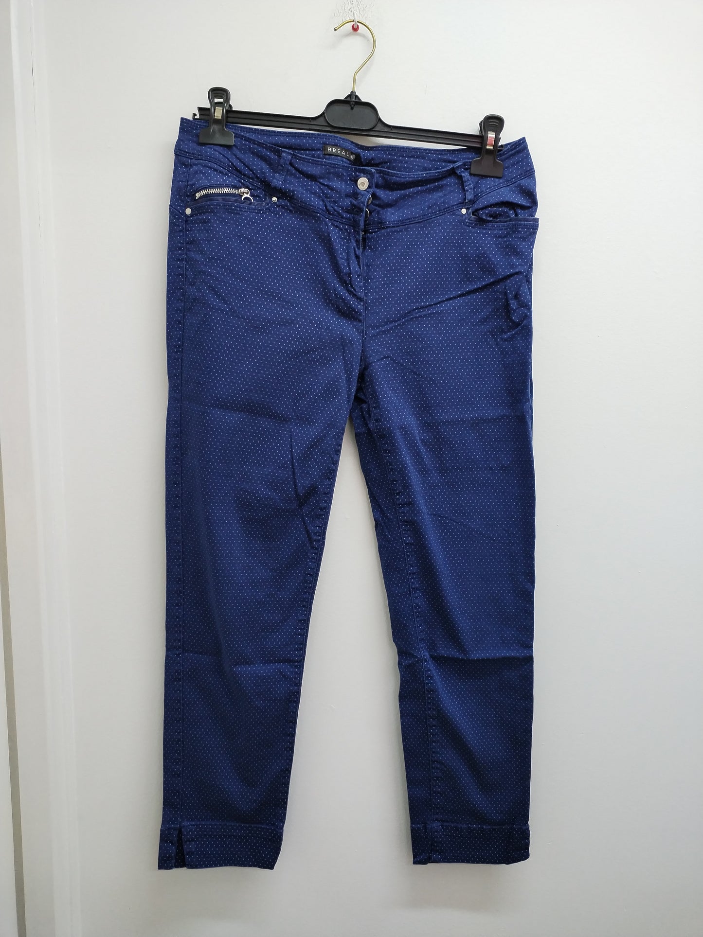 Pantalon 7/8 Bréal bleu à pois Taille 42