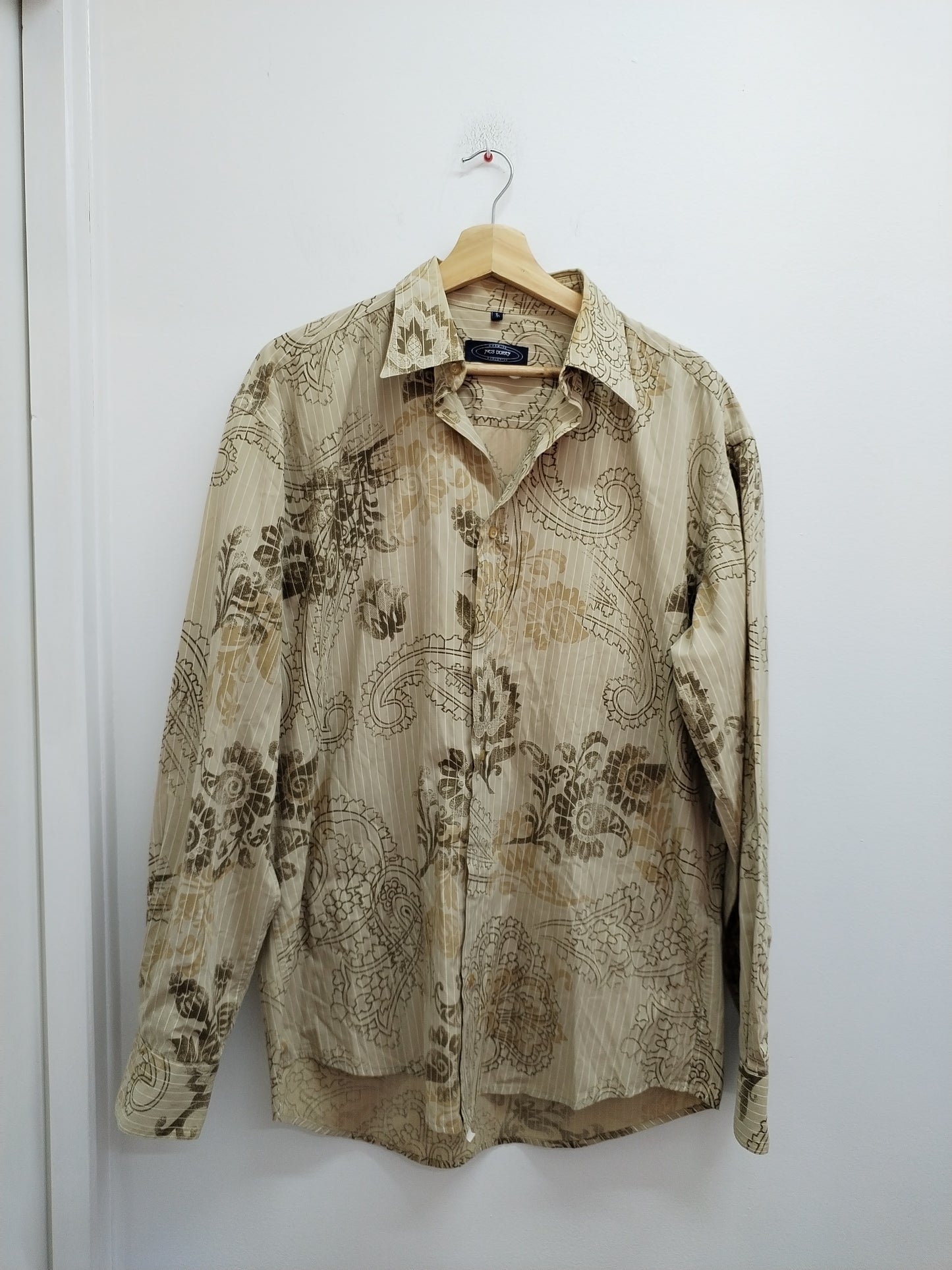 Chemise Yves Dorsey beige rayée à motifs Taille 41/42 (L)