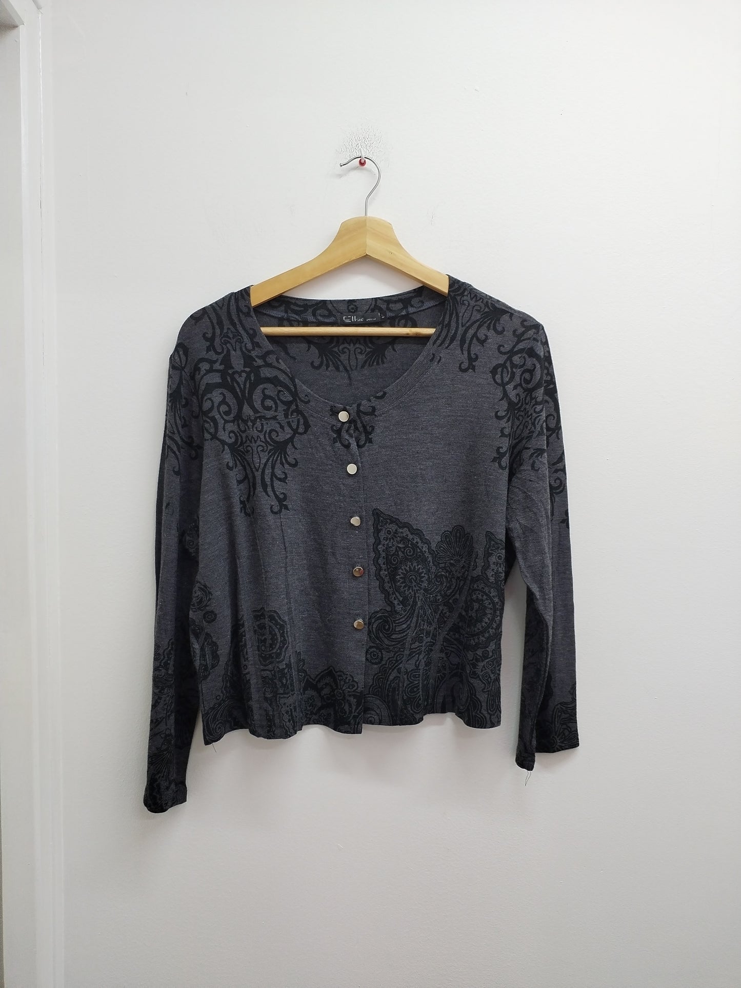 Gilet court Elléa gris à motifs noirs Taille L