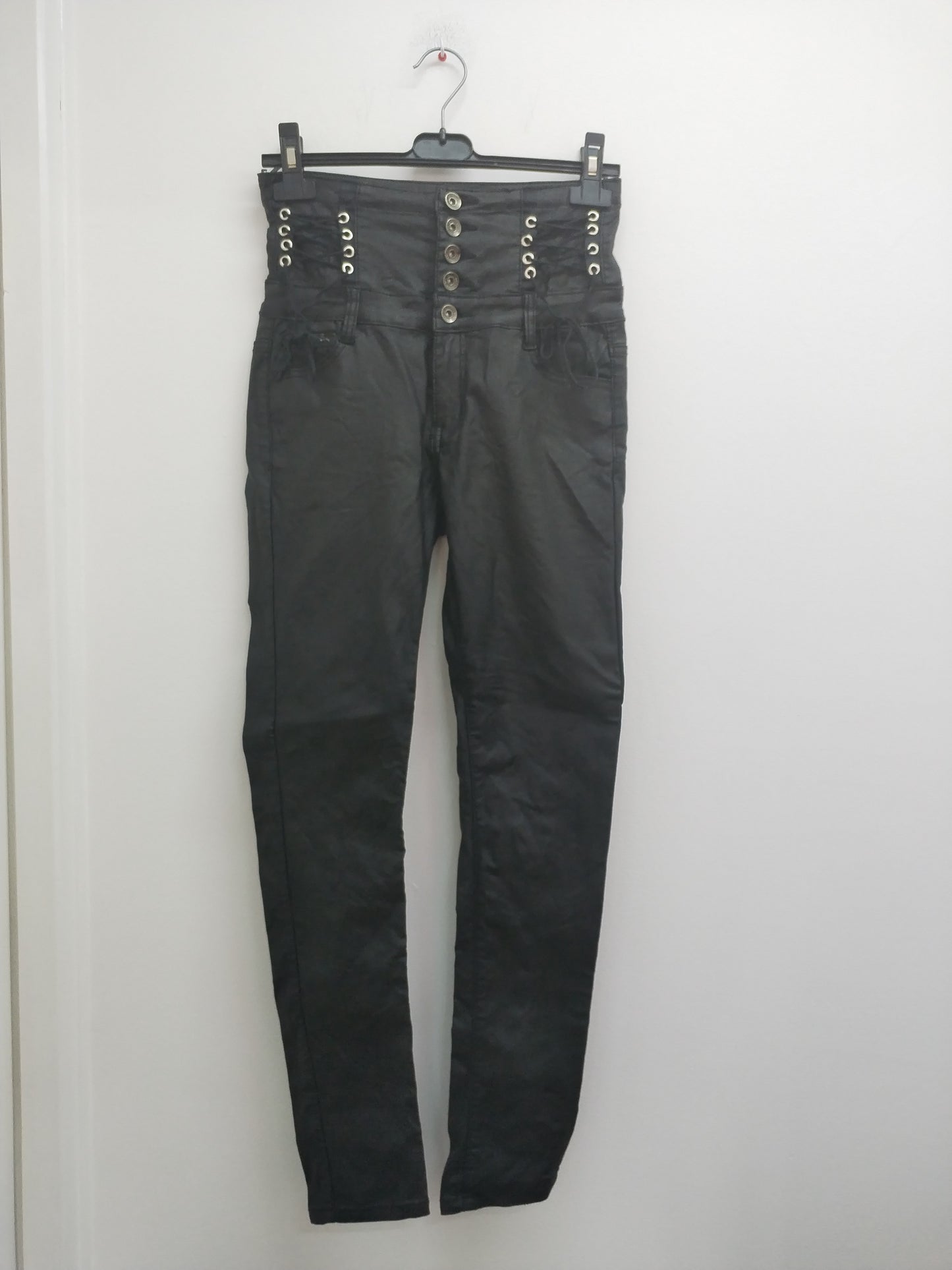 Pantalon taille haute Top Trends noir brillant Taille 40