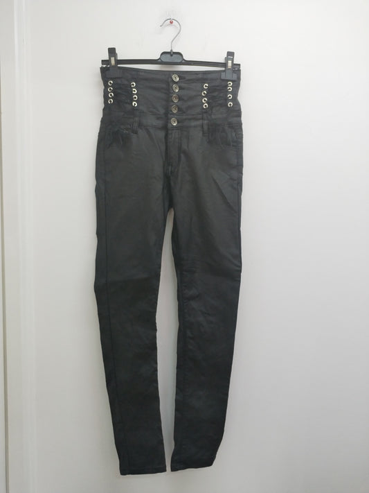 Pantalon taille haute Top Trends noir brillant Taille 40