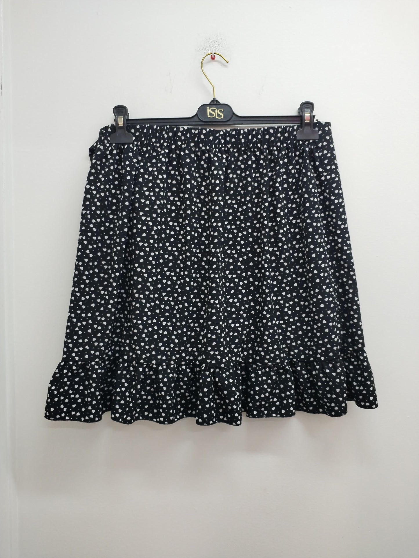 Jupe Shein noire fluide à motifs cœurs Taille XL