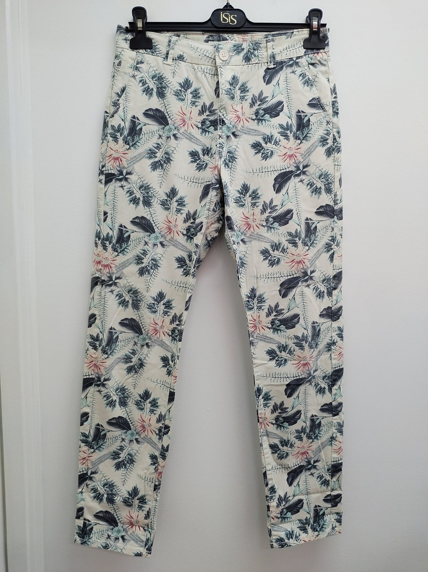 Pantalon Camaïeu beige fleuri Taille 38
