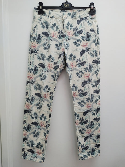 Pantalon Camaïeu beige fleuri Taille 38