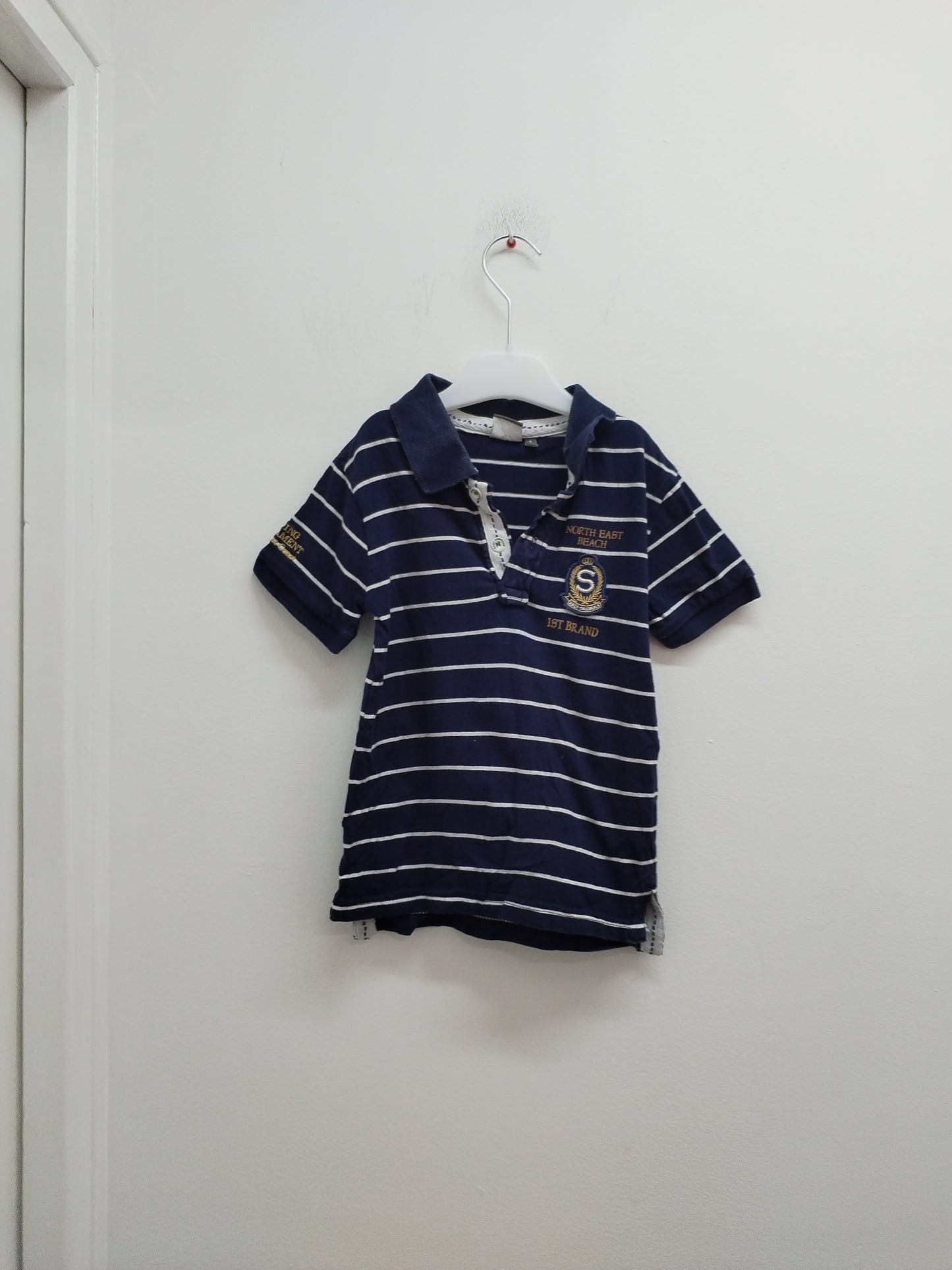 Polo Influx bleu marine rayé blanc Taille 5 Ans